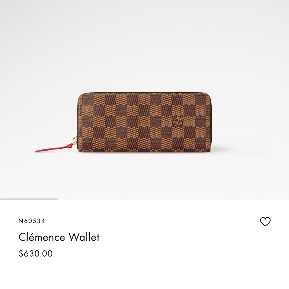 Damier Ebene Clemence Wallet Rose Ballerine